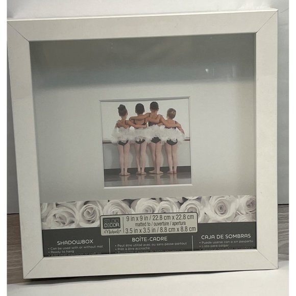 White Shadowbox Michaels Studio Decor 9 Inch Square Matted 3.5" x 3.5" - Picture 6 of 6